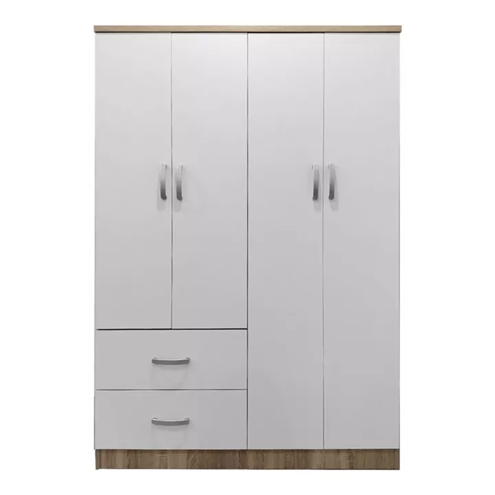 Four-door wardrobe with 2 drawers Lego pakoworld in sonoma-white color 120.5x42x181cm