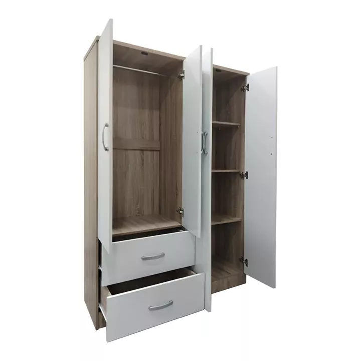 Four-door wardrobe with 2 drawers Lego pakoworld in sonoma-white color 120.5x42x181cm