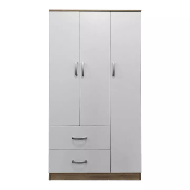 Ντουλάπα τρίφυλλη με 2 συρτάρια Lego pakoworld σε sonoma-λευκή απόχρωση 90x42x180εκ