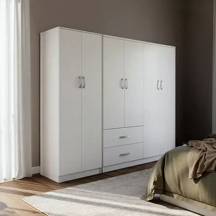 Lego Ι pakoworld six-door wardrobe white 200.5x42x180cm