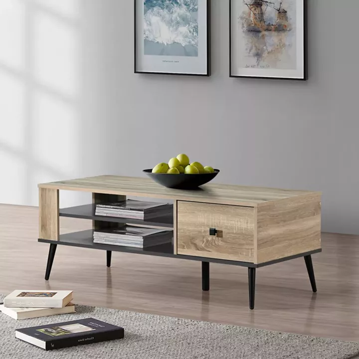 Τραπέζι σαλονιού Zezan pakoworld σε sonoma-ανθρακί απόχρωση 120x51x44.5εκ