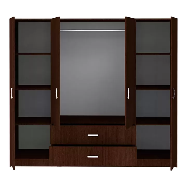 Ντουλάπα τετράφυλλη Royal pakoworld με συρτάρια wenge 200x58x177εκ