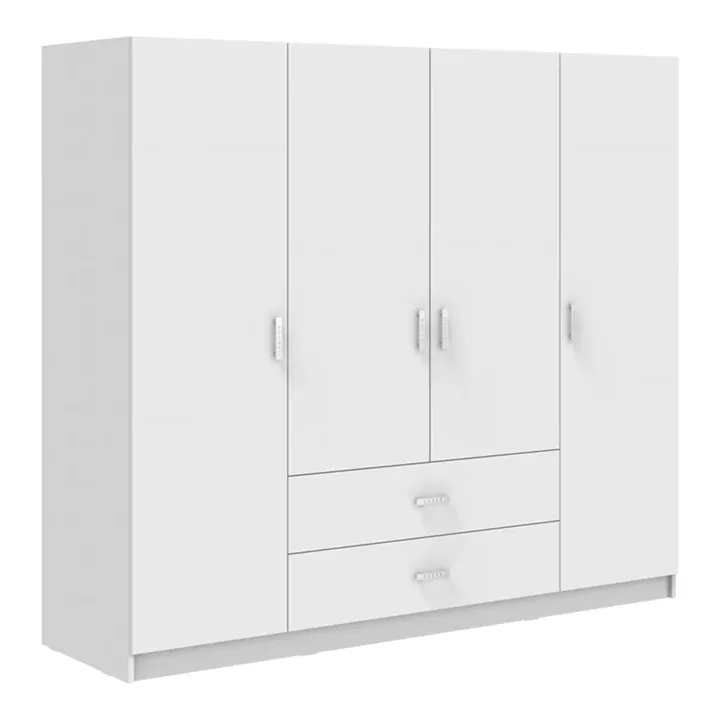 Ντουλάπα τετράφυλλη Royal pakoworld με συρτάρια λευκό 200x58x177εκ