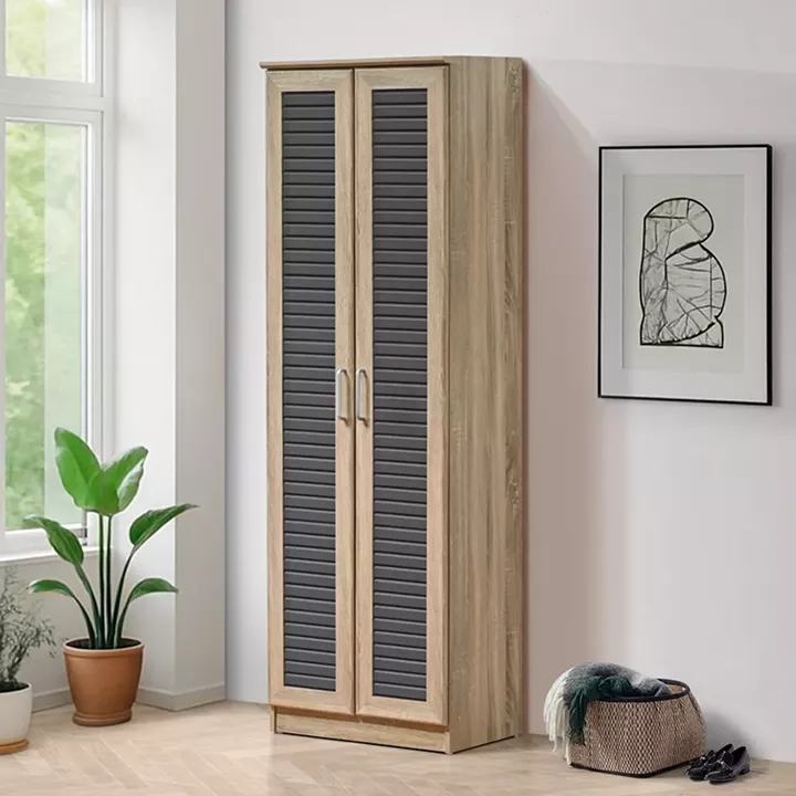 Παπουτσοθήκη-ντουλάπα SANTE pakoworld 21 ζεύγων σε sonoma-ανθρακί απόχρωση 60x37x183εκ