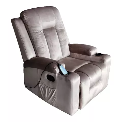Πολυθρόνα relax με μηχανισμό massage Gessel pakoworld βελούδο σε γκρι απόχρωση 80x90x98εκ