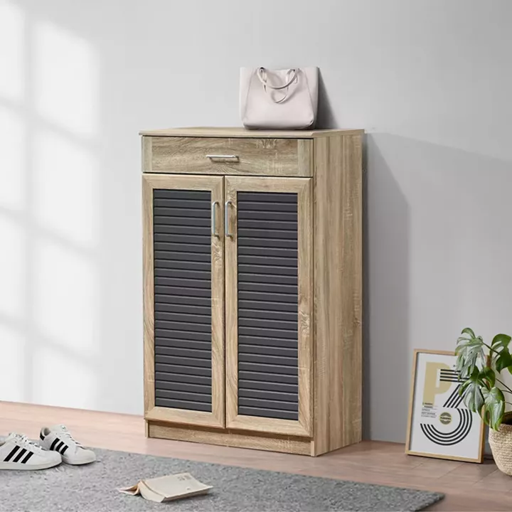 Παπουτσοθήκη-ντουλάπι Sante pakoworld 20 ζεύγων σε sonoma-ανθρακί απόχρωση 80x37x123εκ