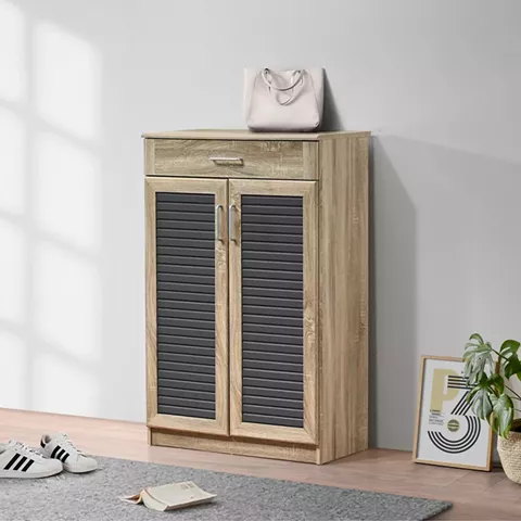 Παπουτσοθήκη-ντουλάπι Sante pakoworld 20 ζεύγων σε sonoma-ανθρακί απόχρωση 80x37x123εκ