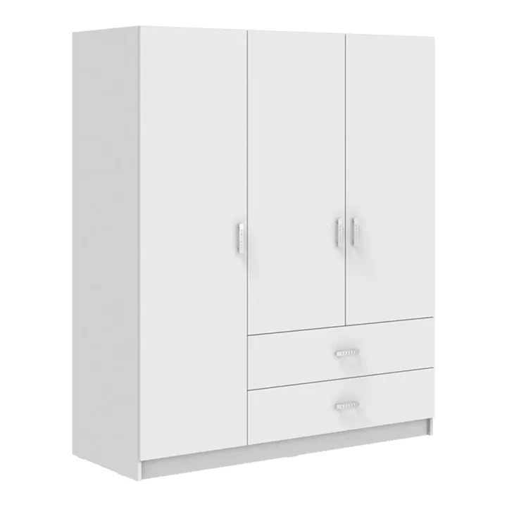 Ντουλάπα τρίφυλλη Royal pakoworld με συρτάρια λευκό 150x58x177εκ