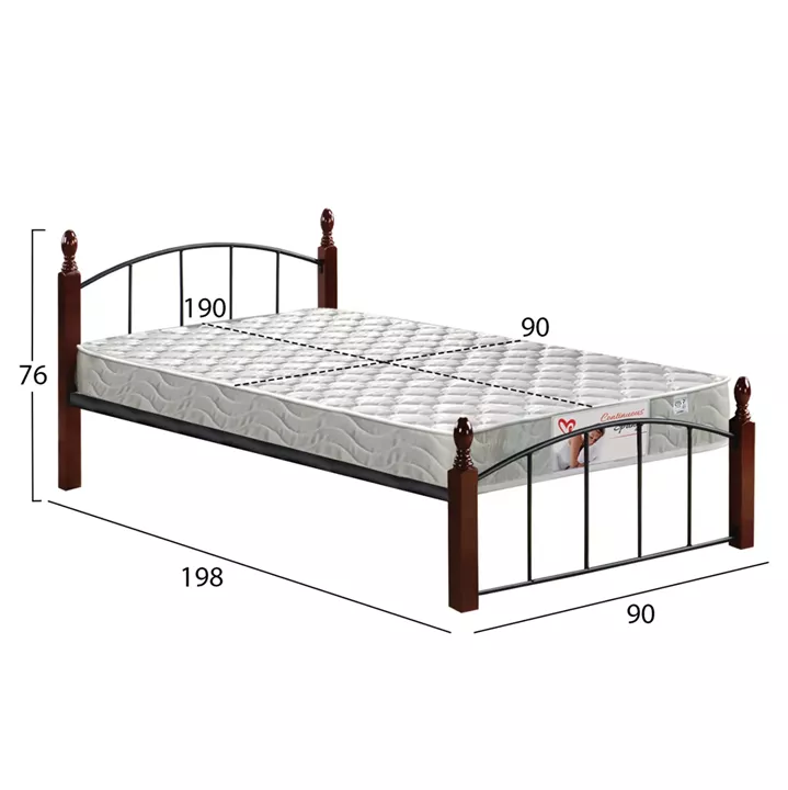 ΚΡΕΒΑΤΙ ΜΟΝΟ & ΣΤΡΩΜΑ MAKAI HM21330 ΜΕΤΑΛΛΟ & ΞΥΛΟ ΣΕ ΚΑΡΥΔΙ--ΣΤΡΩΜΑ 90x190εκ