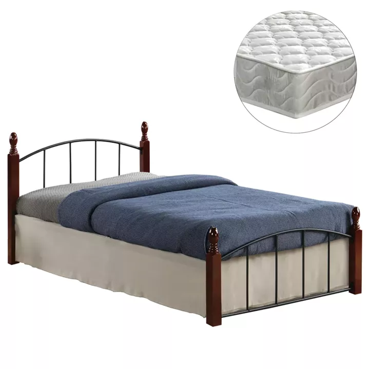 ΚΡΕΒΑΤΙ ΜΟΝΟ & ΣΤΡΩΜΑ MAKAI HM21330 ΜΕΤΑΛΛΟ & ΞΥΛΟ ΣΕ ΚΑΡΥΔΙ--ΣΤΡΩΜΑ 90x190εκ