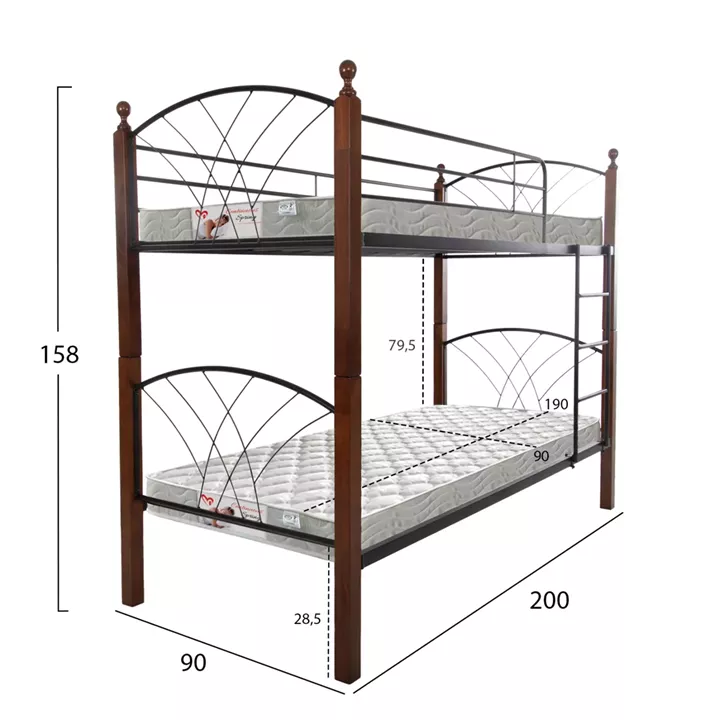 ΚΟΥΚΕΤΑ ΜΕ ΣΤΡΩΜΑΤΑ STOREY HM21334 ΜΕΤΑΛΛΟ & ΞΥΛΟ RUBBERWOOD--ΓΙΑ ΣΤΡΩΜΑΤΑ 90x190εκ.