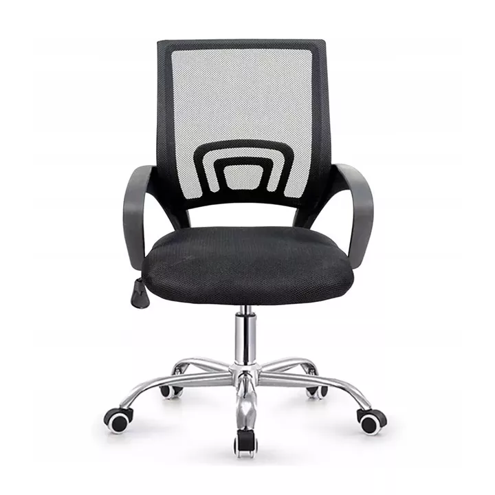 BF2101-W Πολυθρόνα Γραφείου χωρίς Ανάκλιση, Μέταλλο Χρώμιο Mesh Μαύρο