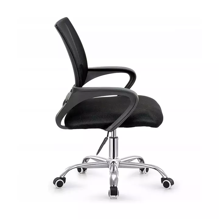 BF2101-W Πολυθρόνα Γραφείου χωρίς Ανάκλιση, Μέταλλο Χρώμιο Mesh Μαύρο