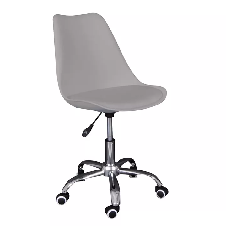 MARTIN-W Καρέκλα Γραφείου, Βάση Χρώμιο, PP & Pu Γκρι, Μονταρισμένη Ταπετσαρία