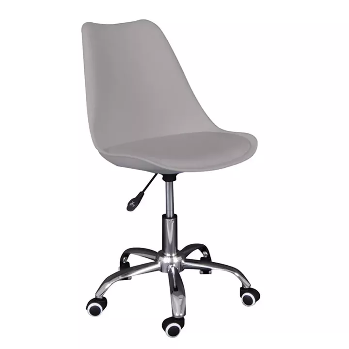 MARTIN-W Καρέκλα Γραφείου, Βάση Χρώμιο, PP & Pu Γκρι, Μονταρισμένη Ταπετσαρία