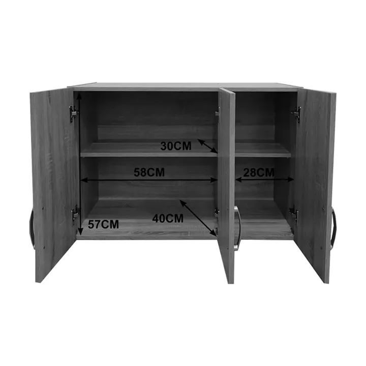 Three-door wardrobe loft Lego pakoworld in wenge color 90x41.5x60cm