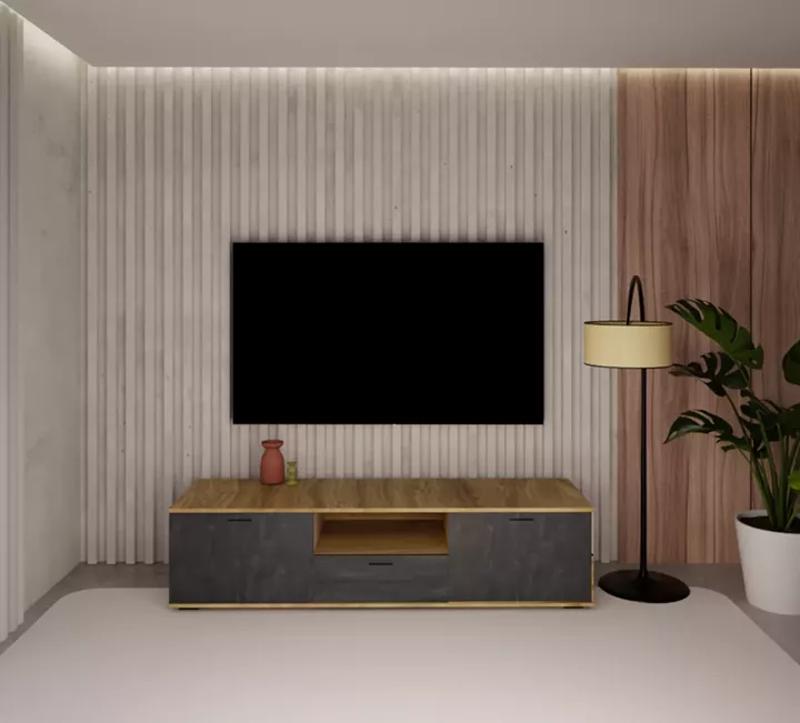 TV ECO-806 150cm μελί - μαύρη πέτρα