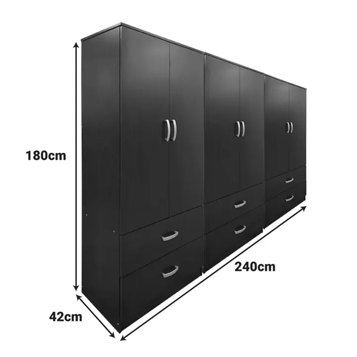 Lego pakoworld six-door wardrobe with drawers wenge 240x42x180cm