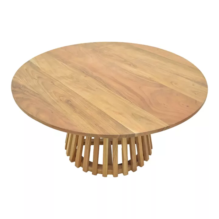 Τραπέζι σαλονιού Radiane pakoworld μασίφ ξύλο ακακίας σε φυσική απόχρωση Φ80x40εκ