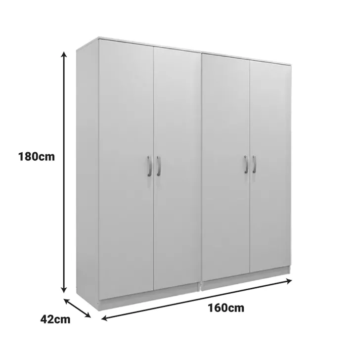 Four-leaf wardrobe Lego Ι pakoworld white 160x42x180cm