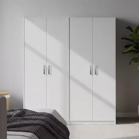 Four-leaf wardrobe Lego Ι pakoworld white 160x42x180cm