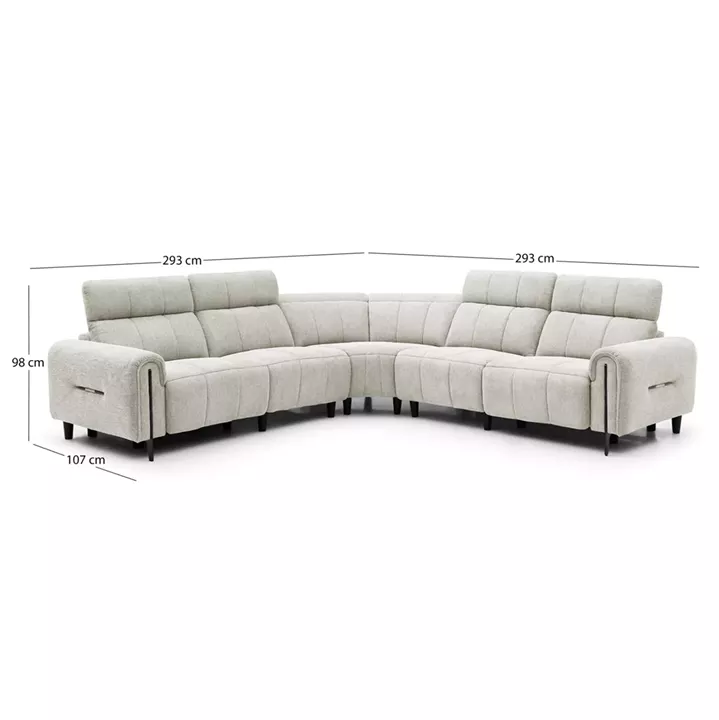 CORNER SOFA WITH 2 RECLINE SEATS ORACLE HM3290.02 BEIGE FABRIC 293x293x98Hcm.
