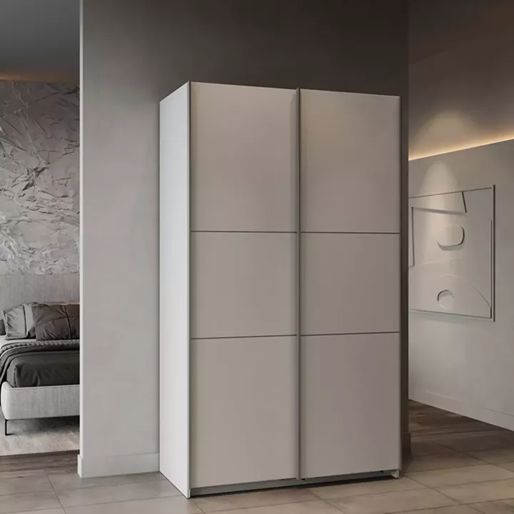 Ντουλάπα ρούχων Kawen pakoworld δίφυλλη με συρόμενες πόρτες λευκό 116.5x60x203εκ