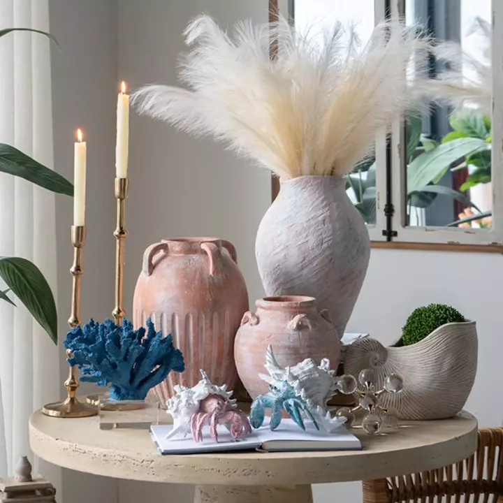 Artekko Animal Κόκκινο Επιτραπέζιο Διακοσμητικό Καβούρι σε Λευκό Κοχύλι από Ρητίνη (18.5x18x14.5)cm