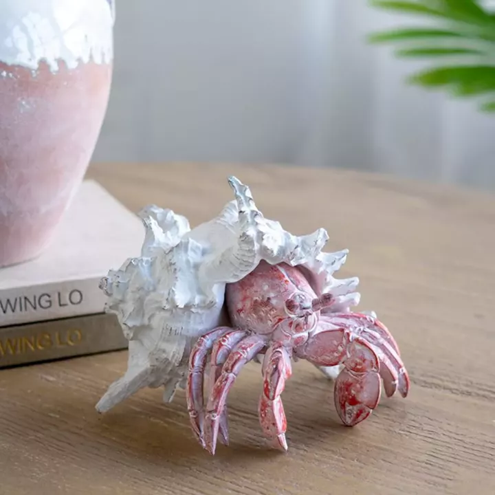 Artekko Animal Κόκκινο Επιτραπέζιο Διακοσμητικό Καβούρι σε Λευκό Κοχύλι από Ρητίνη (18.5x18x14.5)cm