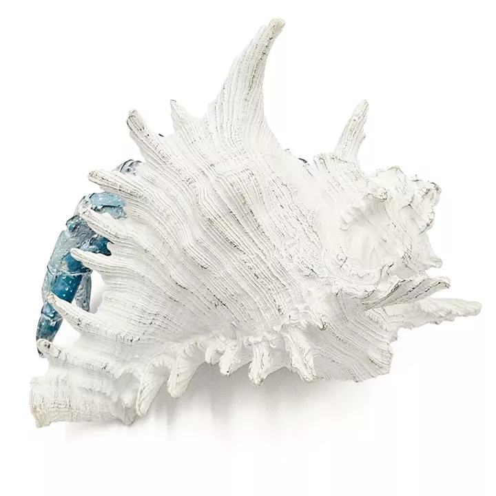 Artekko Animal Μπλε Επιτραπέζιο Διακοσμητικό Καβούρι σε Λευκό Κοχύλι από Ρητίνη (23.5x23.5x17.8)cm