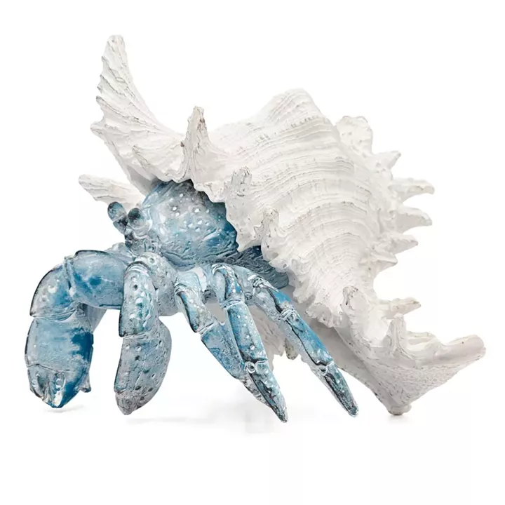 Artekko Animal Μπλε Επιτραπέζιο Διακοσμητικό Καβούρι σε Λευκό Κοχύλι από Ρητίνη (23.5x23.5x17.8)cm