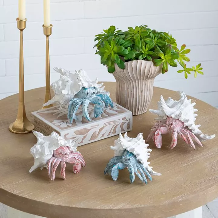 Artekko Animal Κόκκινο Επιτραπέζιο Διακοσμητικό Καβούρι σε Λευκό Κοχύλι από Ρητίνη (23.5x23.5x17.8)cm