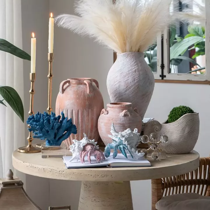 Artekko Animal Κόκκινο Επιτραπέζιο Διακοσμητικό Καβούρι σε Λευκό Κοχύλι από Ρητίνη (23.5x23.5x17.8)cm