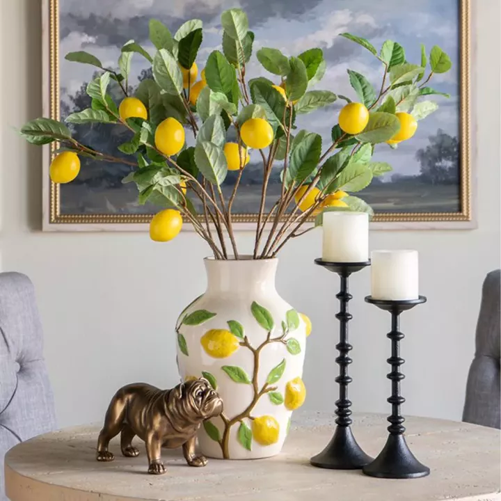 Artekko Lemon Εκρού Κεραμικό Βάζο με Λεμόνια (22.8x22.8x32)cm