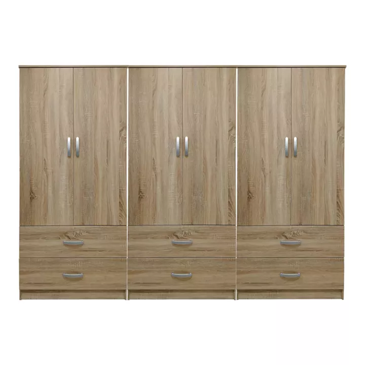 Ντουλάπα εξάφυλλη με συρτάρια Lego pakoworld sonoma 240x42x180εκ