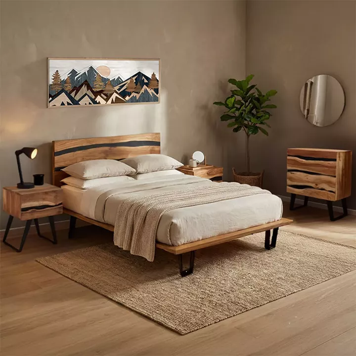 Imena pakoworld bedroom set 4pcs solid wood 160x200cm