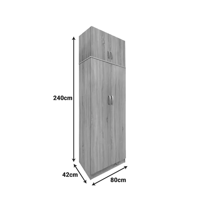 Two-door wardrobe with loft Lego pakoworld in oak color 80x42x240cm
