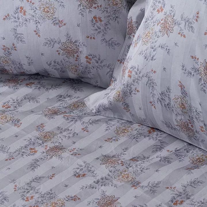 Beauty Home Σετ πάπλωμα υπέρδιπλο Art 12212 Jasmine 100% Βαμβακοσατέν 300tc 220x240 Γκρι