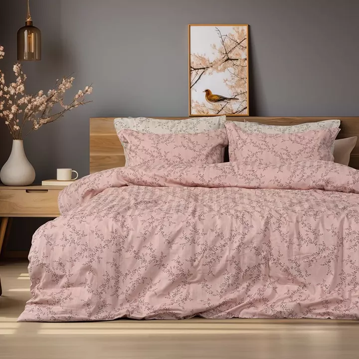 Beauty Home Σετ παπλωματοθήκη υπέρδιπλη Art 12214 Flora 100% Βαμβακοσατέν 300tc 230x250 Σομόν