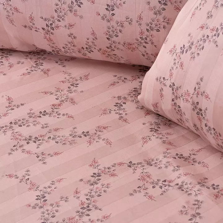 Beauty Home Σετ σεντόνια υπέρδιπλα με λάστιχο Art 12214 Flora 100% Βαμβακοσατέν 300tc 170x200+30 Σομόν