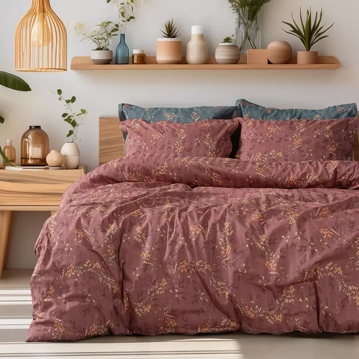 Beauty Home Σετ παπλωματοθήκη υπέρδιπλη Art 12216 Indra 100% Βαμβακοσατέν 300tc 230x250 Σάπιο μήλο