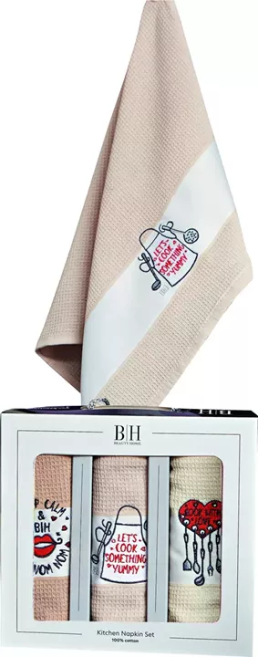 Beauty Home Ποτηρόπανα σετ 3τμχ Cook Art 8286 40x60 Μπεζ