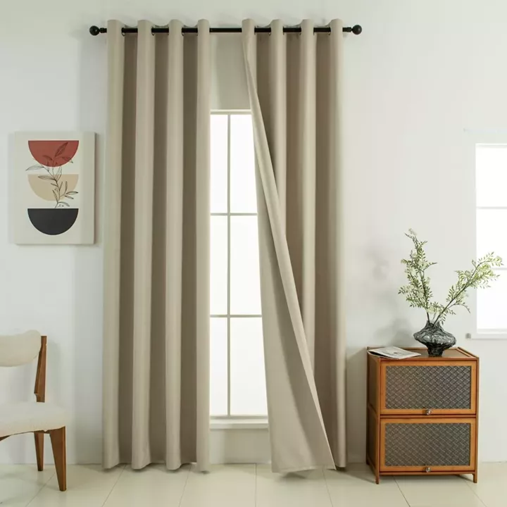 Beauty Home Κουρτίνα Full Blackout σκίασης με 8 κρίκους Soft Art 8391 Beige 140x270 Άμμου