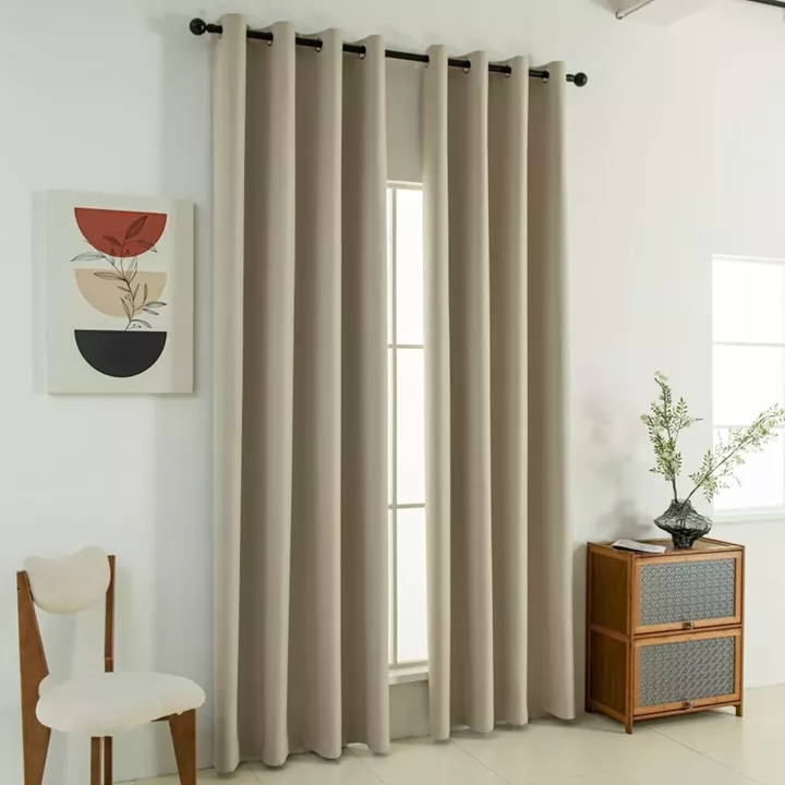 Beauty Home Κουρτίνα Full Blackout σκίασης με 8 κρίκους Soft Art 8391 Beige 140x270 Άμμου