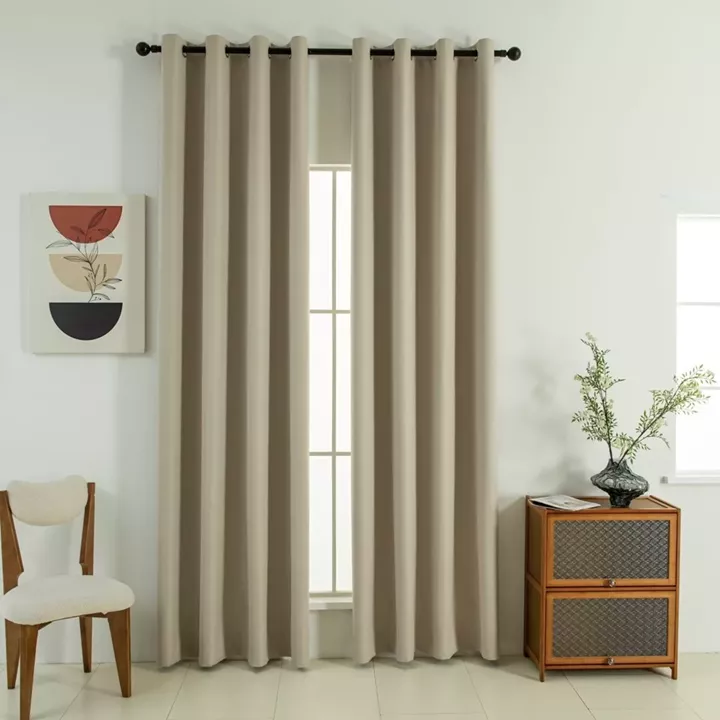 Beauty Home Κουρτίνα Full Blackout σκίασης με 8 κρίκους Soft Art 8391 Beige 140x270 Άμμου