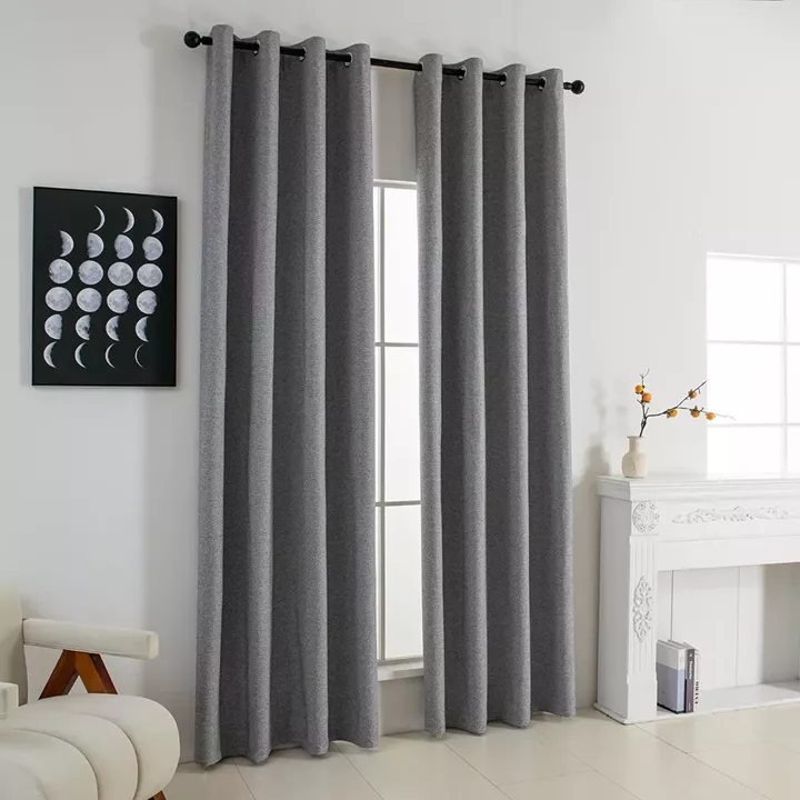 Beauty Home Κουρτίνα Full Blackout σκίασης με 8 κρίκους Elite Art 8392 Grey-Νο7 140x270 Σκούρο Γκρι