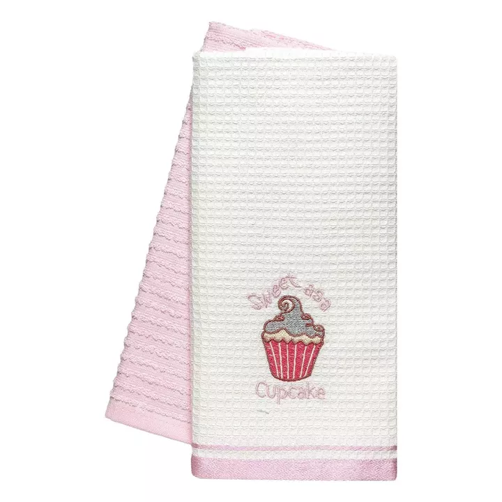 Beauty Home Ποτηρόπανα σετ 2τμχ Cupcake Art 8815 40x60 Ροζ