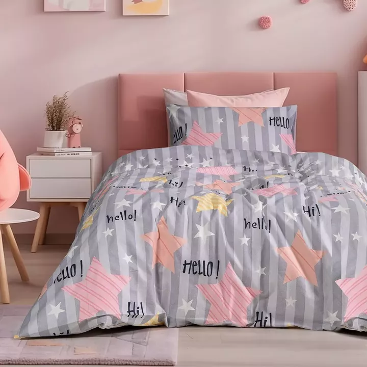 Beauty Home Σετ σεντόνια φανελένια μονά με λάστιχο Hi Art 6322 105x200+32 Γκρι,Ροζ