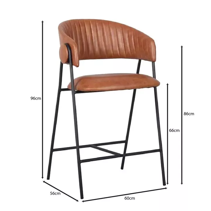 ALFRED Σκαμπό BAR Μέταλλο Βαφή Μαύρο, PU Camel