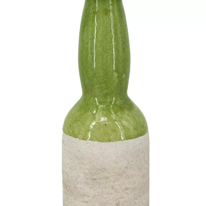 Artekko Candia Πράσινο Κεραμικό Βάζο με Μπεζ (9.5x9.5x35)cm